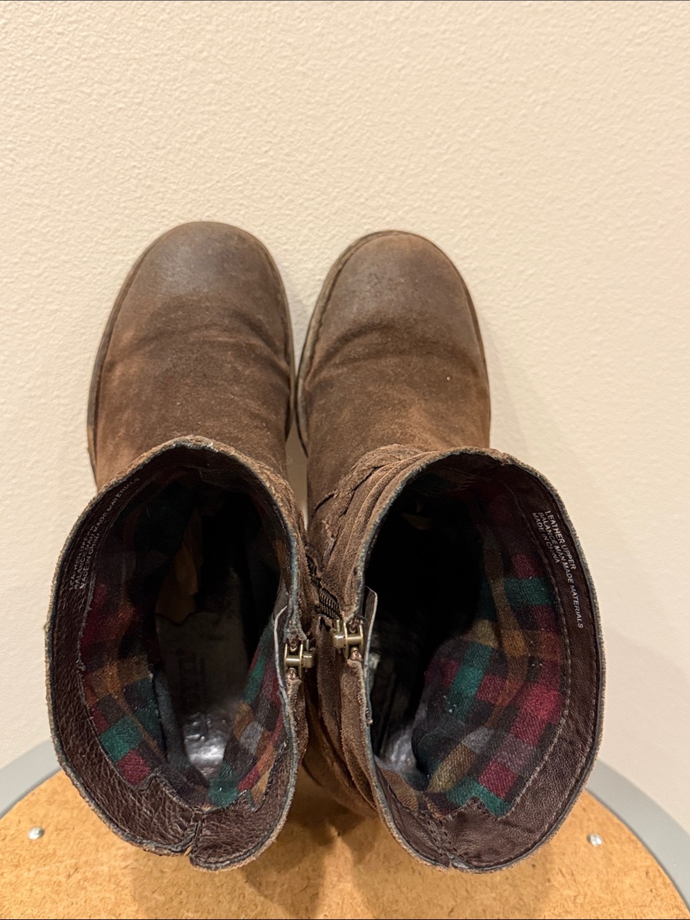 Brown Ouvea Suede Slouch Ankle Boots with Braided Tassel Size 7.5 - Picture 5 of 7